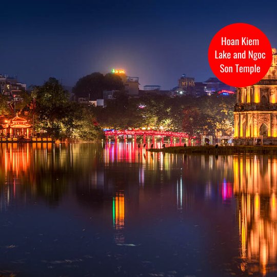 Hoan Kiem Lake and Ngoc Son Temple in Hanoi, Vietnam
